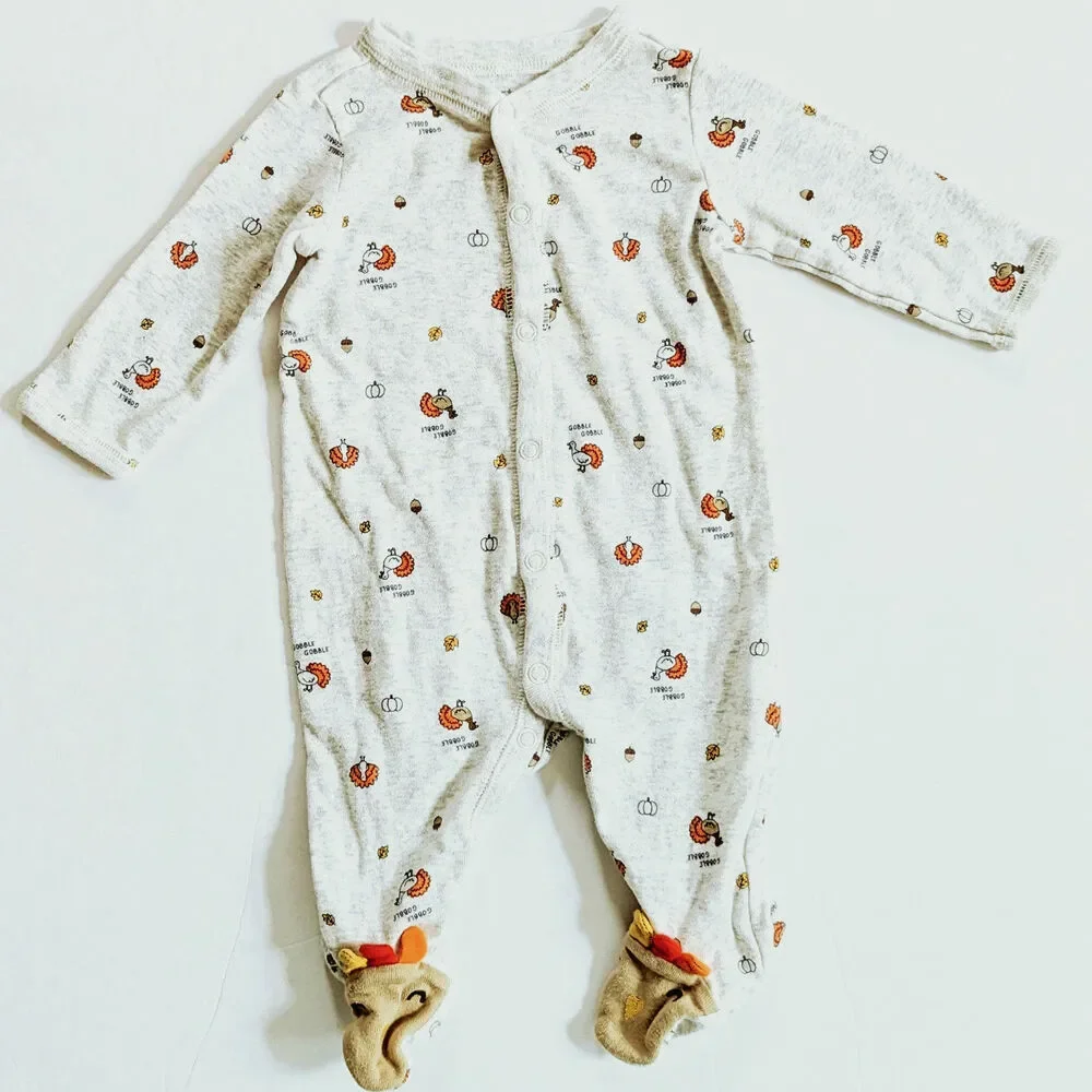 Carter's Baby Thanksgiving Footie Pajamas – Turkey Snap Sleep & Play Unisex - 3M
